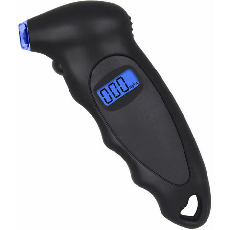 Manometre Pression Pneu, Manomètre Pression Numérique, 150 PSI 4 Paramètres, Jauge de Pression de Pneus avec Capuchons de Valve et Profondeur pour pour Voiture Moto, Vélo, Noir(1 Pack)