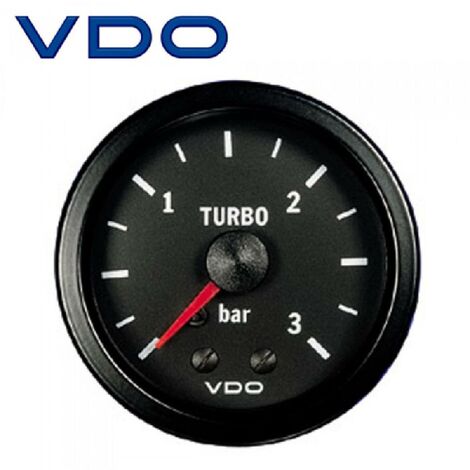 Manometre pression Turbo mecanique - 0-3b - fond noir - Diametre 52mm - Noir