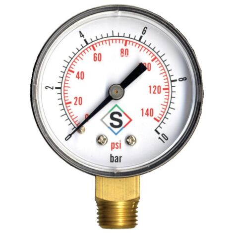 Manomètre radial NOTRE SELECTION D50 50 mm 0–10 bar (0–145 psi) raccord mâle laiton