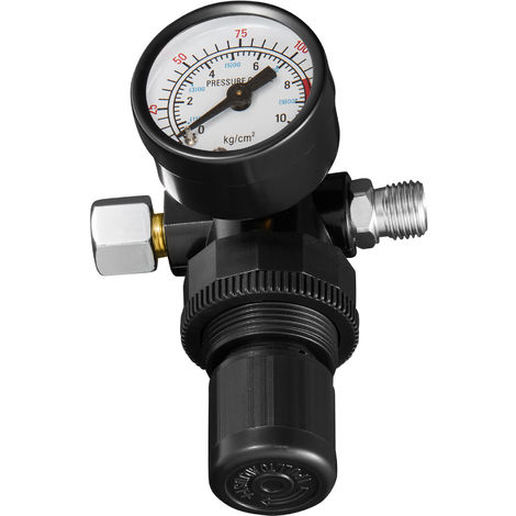 Manomètre réducteur de pression 1/4 pouce - régulateur de pression, controleur pression - noir