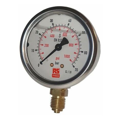 Manomètre RS PRO, 0bar à 400bar, raccord G 1/4, Ø cadran 63mm ( Prix pour 1 )