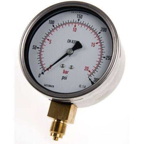 Manomètre RS PRO, 0psi à 300psi, raccord G 3/8, Ø cadran 100mm ( Prix pour 1 )