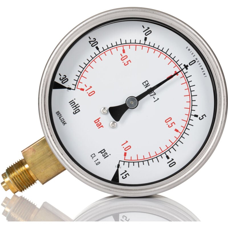 Rs Pro - Manomètre -1bar à 1bar, raccord g 3/8, ø cadran 100mm ( Prix pour 1 )