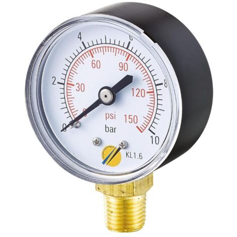 Manomètre sec Radial 0 + 10 bars 1/4" - Ø50