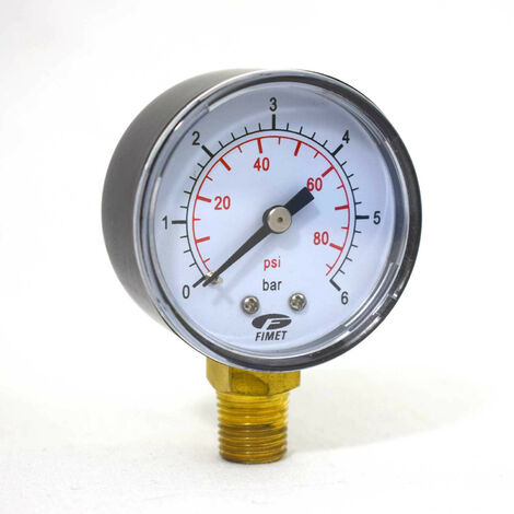 Manomètre sec radial 0 - 6 bars 1/4' Gas – Plage de mesure précise – Lecture facile et rapide – Pour systèmes pneumatiques et hydrauliques – ADG
