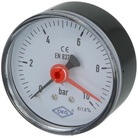 Manomètre solaire axial 1/4'' - 0-10 bar - max 130°C - Ø63mm