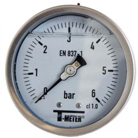 Manomètre TOUT Inox à bain de glycérine AXIAL Mâle 1/2" (15/21) - Ø100 - Pression 0 / 1.6 bar - Sferaco