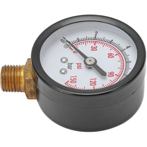 Manomètre vertical pour liquide, mesure pression 0‑10 bar (0‑150 psi), raccord G1/4 pouce