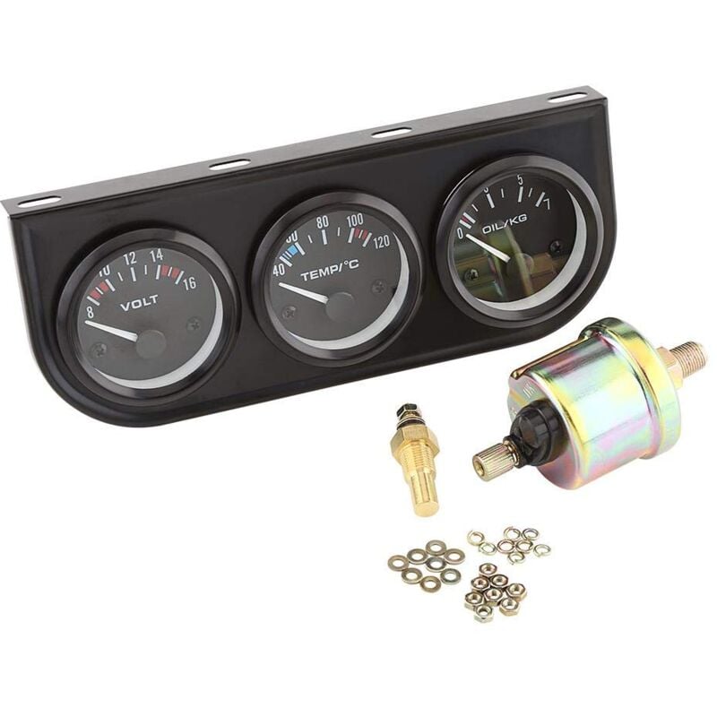 Tonysa - manometre voiture,manometre pression d'huile,Jauge d'huile/volt/eau de console noire 52 mm Autogage avec acier inoxydable, kit de jauge