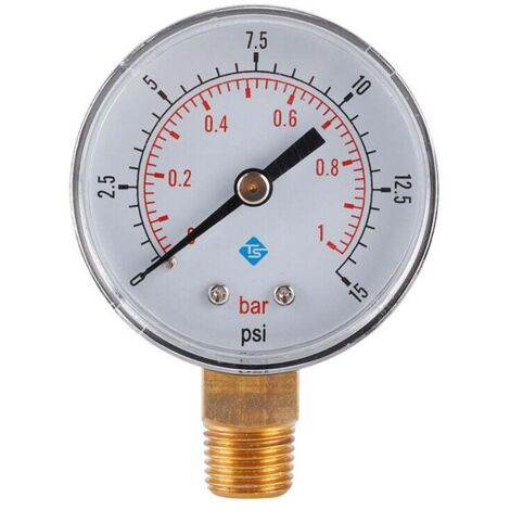Manómetro 0-15psi/0-1bar Cuerpo de hierro inoxidable Juego de bielas 1/4 BSPT Manómetro de aire Manómetro de agua Manómetro hidráulico Manómetro de aceite Manómetro de vacío radial