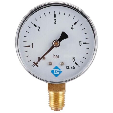 Manómetro, 0-6 Bar, Cuerpo de Acero Inoxidable, Montaje Inferior 1/4 NPT, Manómetro de Aire, Manómetro de Agua, Manómetro Hidráulico, Manómetro de Aceite, Manómetro Radial