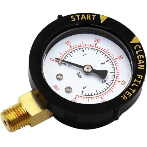 Manómetro 190058 de 0 a 60 PSI, purificador de agua con filtro de 2" y manómetro de arranque con montaje interno de 1 NPT