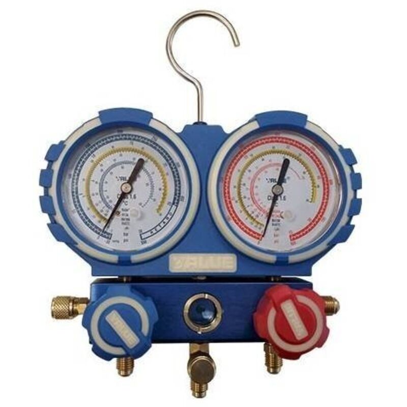 

Manometro Analizador 2 Vias Aluminio Anticolision 68mm Con Visor R22, R407C, R134A, R410A