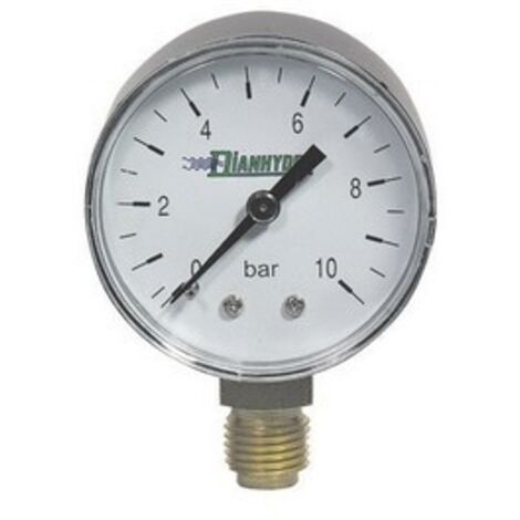 MANOMETRO ATTACCO INFERIORE 1/4" MISURA PRESSIONE AUTOCLAVE 10 BAR PER ACQUA