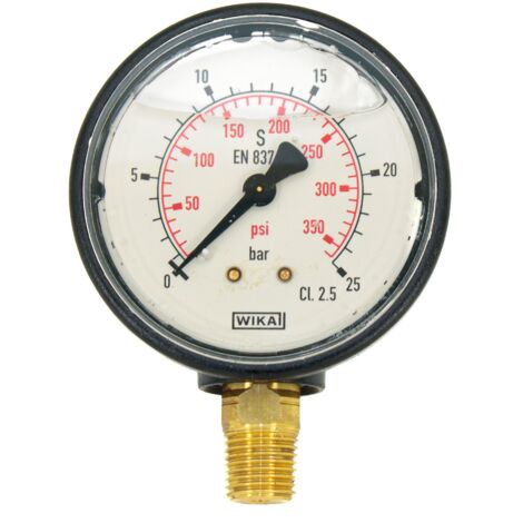 Manometro Con Glicerina    63 Mm - 0/25 Bar Per Macchine Pneumatiche
