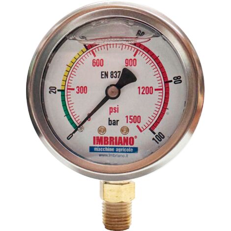 Manometro Con Glicerina D.mm 63 Radiale 1/4" Bar 0/ 100