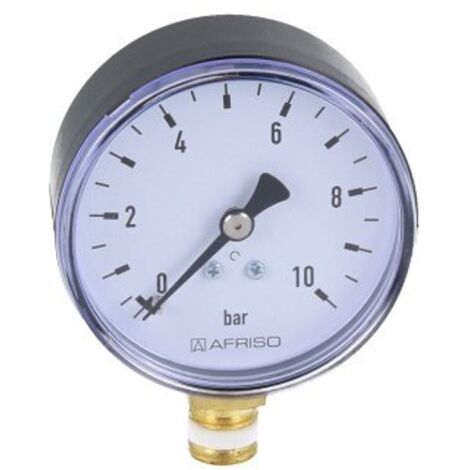 Manómetro de calefacción RF 63 RAD, fi 63 mm, 0-10 bar, 1/4 pulgada rad, clase 2.5 vertical