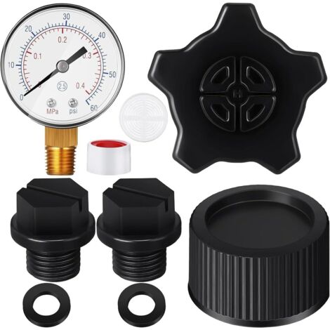 Manómetro de piscina, filtro de arena para piscina, repuestos de alto rendimiento, filtro de piscina duradero, tapón de drenaje y junta.