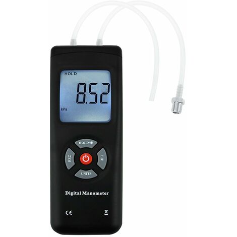 Manómetro digital, manómetro de vacío sostenido en aire/gas portátil Medidor de presión—BR-Vie (negro)