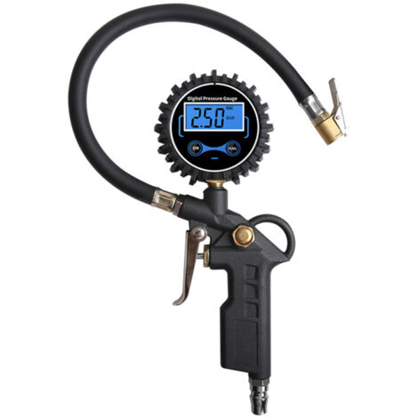 Manómetro digital para neumáticos con inflador, manómetro de alta precisión de 180 PSI con pantalla LCD retroiluminada para camiones, furgonetas, coches, monovolúmenes, motocicletas y bicicletas.