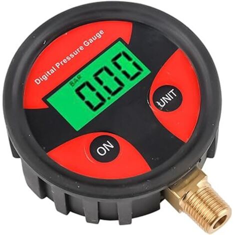 Manómetro digital portátil con pantalla LCD, rosca NPT de 1/8", comprobador preciso de presión de neumáticos y aire para automóviles, bicicletas y equipos deportivos.