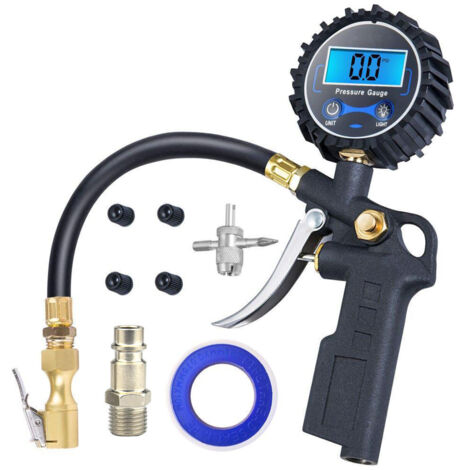 Manometro digitale per pneumatici, pistola gonfiatrice per pneumatici ad alta precisione per auto, camion, SUV, moto, bici con display LCD