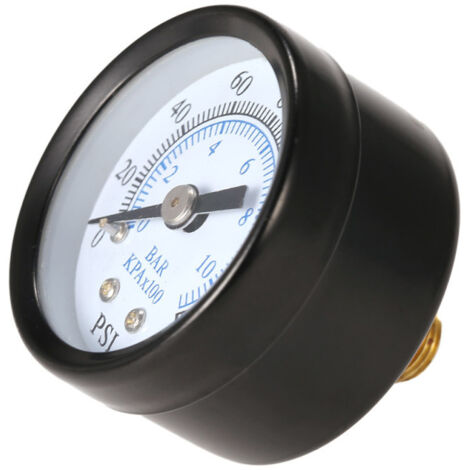 Manómetro hidráulico de esfera para filtro de piscina, 40 mm, de 0 a 160 psi (0 a 10 bar), rosca NPT de 1/8".