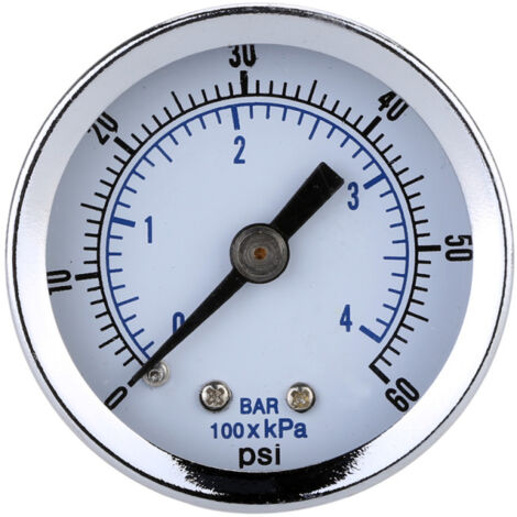 Manómetro hidráulico para compresor de aire, 1/8" BSPT, 0-60 PSI, montaje trasero, esfera de 40 mm