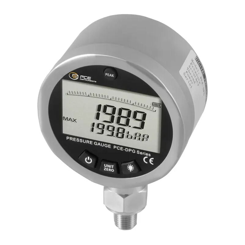 

Manómetro para medición de la presión del aire y agua hasta 200 bar PCE-DPG 200