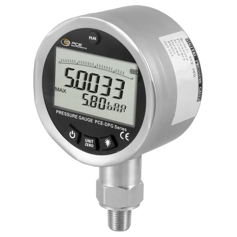 

Manómetro para medición de la presión del aire y agua hasta 6 bar PCE-DPG 200