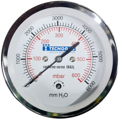 Manometro per gas - 0 ÷ 600 mbar - ø 80 - 3/8" - attacco radiale 00000006918