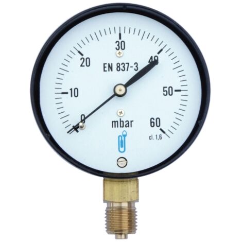 Manometro per gas con protezione antigoccia - raccordo verticale 8x13 - quadrante Ø63mm 0 a 60mbar