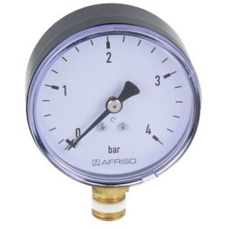 Manometro per riscaldamento RF 63 RAD, fi 63 mm, 0-4 bar, 1/4 pollice rad, classe 2,5 verticale