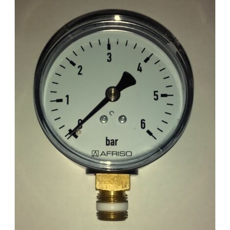 Manometro per riscaldamento RF 63 RAD, fi 63 mm, 0-6 bar, 1/4 pollice rad, classe 2,5 verticale