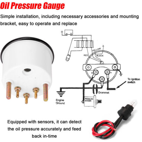 Manometro pressione olio per autoveicoli, 52 mm, 0-100 PSI, con sensori a 12,0 V. Strumento generico per autoveicoli, indicatore per veicoli.