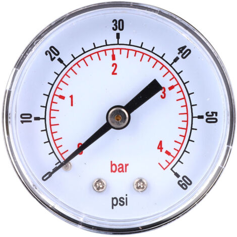 Manometro quadrante 50mm 1/8 BSPT connessione posteriore per aria acqua olio gas (0-60PSI 0-4Bar)