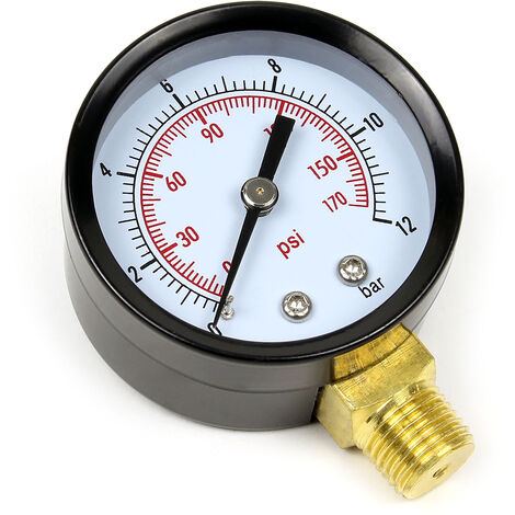 Manómetro radial medidor de presión para vaso de expansión DN8 (1/4") 12,9mm 0-12bar 0-170 PSI