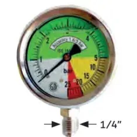 Manómetro rosca vertical 25 bar fi 63 mm 1/4\""