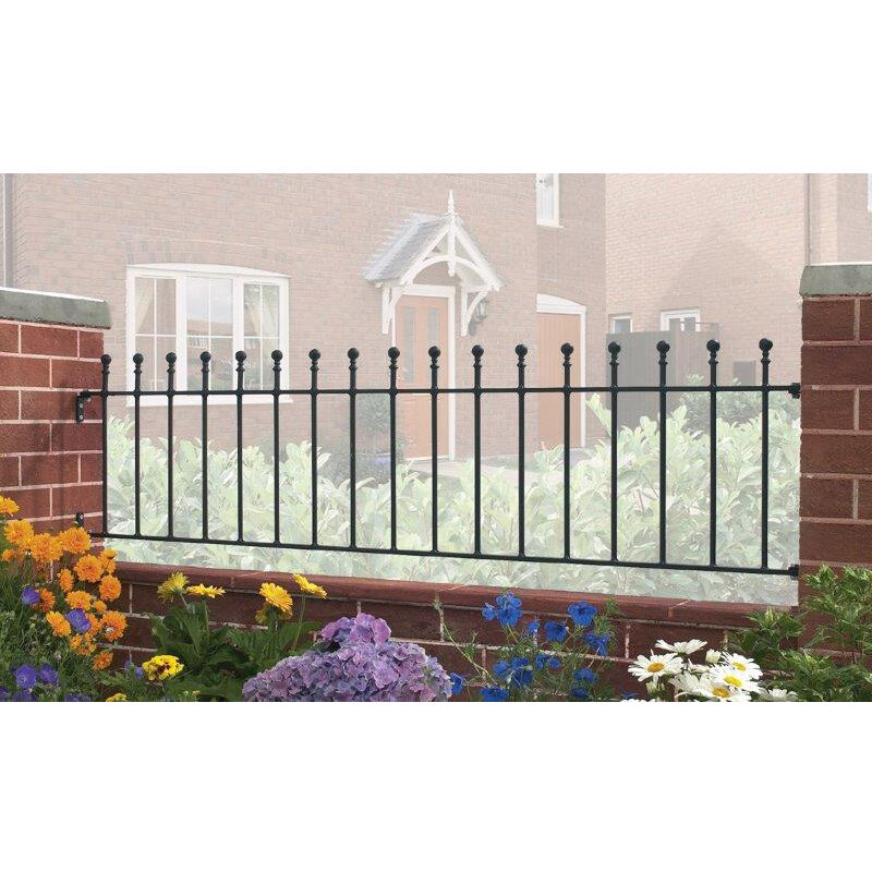 Cannock Gates - Manor Railing Panel - Solid Steel - Fits Gap of 1830 mm x 455 mm High - Electro Galvanised/Black Powder Coated