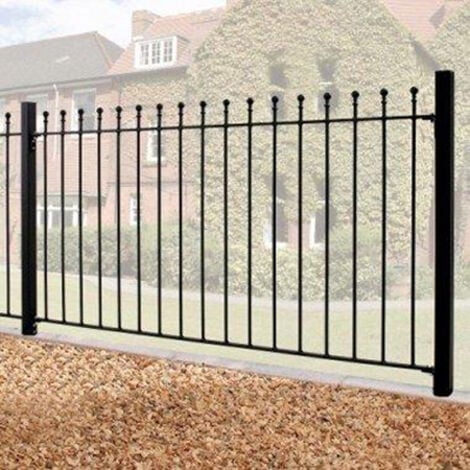 CANNOCK GATES Manor Fence Panel - Solid Steel - FIts Gap of 1830 mm x 915 mm High - Electro Galvanised/Black Powder Coated