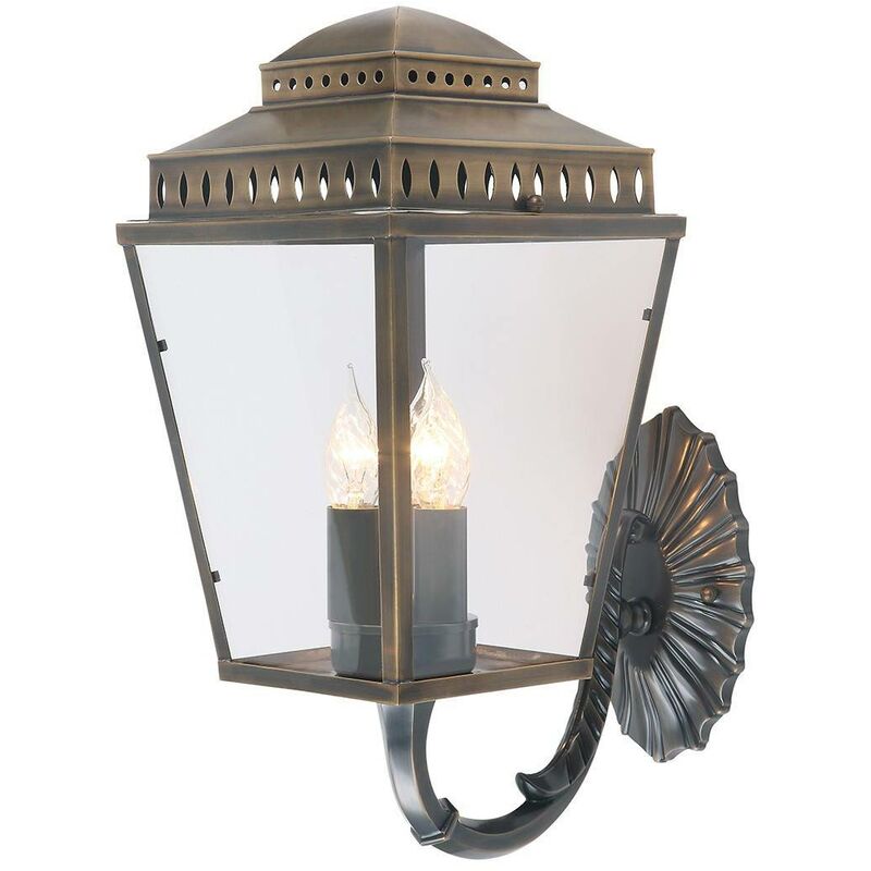 Elstead Lighting - Elstead Mansion House - 3 Light Outdoor Wall Lantern Light Brass IP44, E14