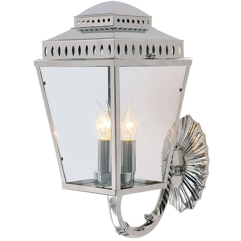 Elstead Lighting - Elstead Mansion House - 3 Light Outdoor Wall Lantern Light Polished Nickel IP44, E14