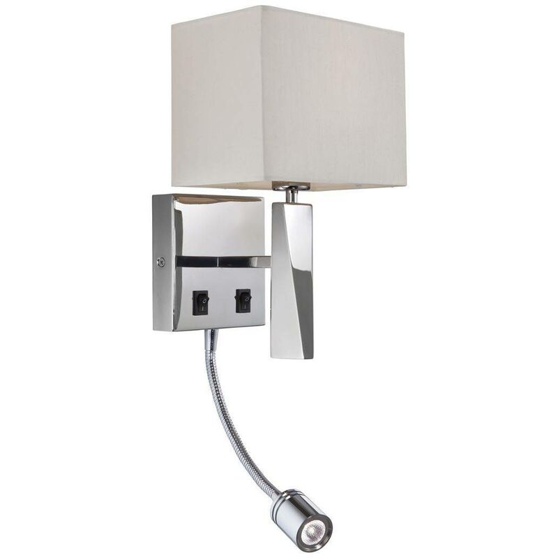 Firstlight Mansion - 1 Light Switched 2 Light Indoor Wall Light Polished Stainless Steel, Cream, E14