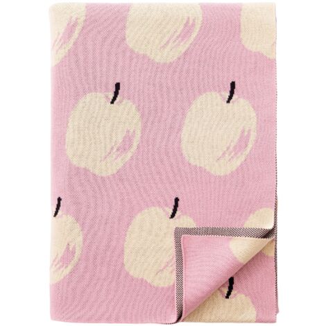 Manta 140x190cm 1000gr 100%acrilico rosa con manzanas amarillas benetton fruits be