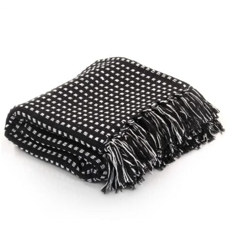 Manta a cuadros de algodón negro 160x210 cm vidaXL