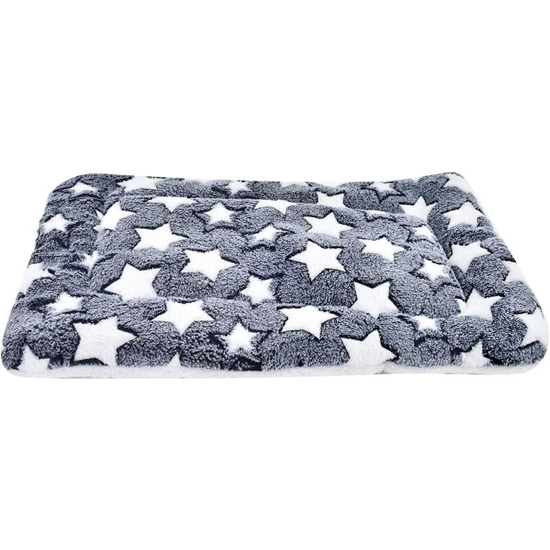 

Manta cálida de franela cálida suave, manta gruesa para perros, alfombrilla para gatos (49 * 32 CM, estrellas blancas de fondo azul)