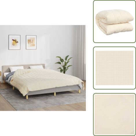 Manta con peso corporal - vidaXL Manta con peso tela color crema claro 200x225 cm 9 kg - Manta de hilo corto
