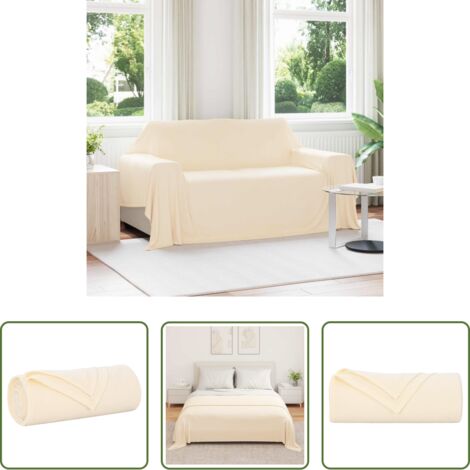 Manta crema -  Manta Crema 280 x 210 cm Lana