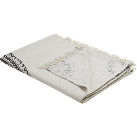 Manta de algodón beige negro 130 x 180 cm patrón floral de mandala Berhampore