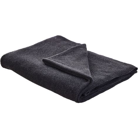 Manta de algodón gris oscuro 130 x 180 cm cama punto de cruz tamaño grande Asaka
